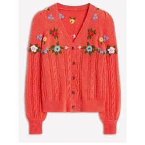 Boden Fluffy Embroidered Cardigan